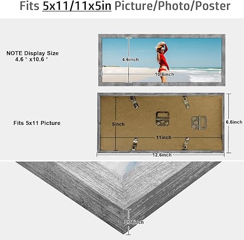 Vista 610 de Marco gris rústico de 18 x 24 pulgadas, marco para póster de 18 x 24 pulgadas, color gris envejecido, grande, retro, natural, 24 x 18 pulgadas