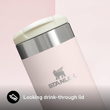 Stanley 1913 Aerolight Transit Travel Mug 0.47L - Keeps 6 Hours Hot - 8 Hours Cold - Dishwasher Safe - Leakproof - Car Cup Holder Compatible - Insulated Coffee Cup - Rose Quartz | Keeps 6 Hours Hot - 8 Hours Cold - Dishwasher Safe - Leakproof - Car Cup Holder Compatible - Insulated Coffee Cup