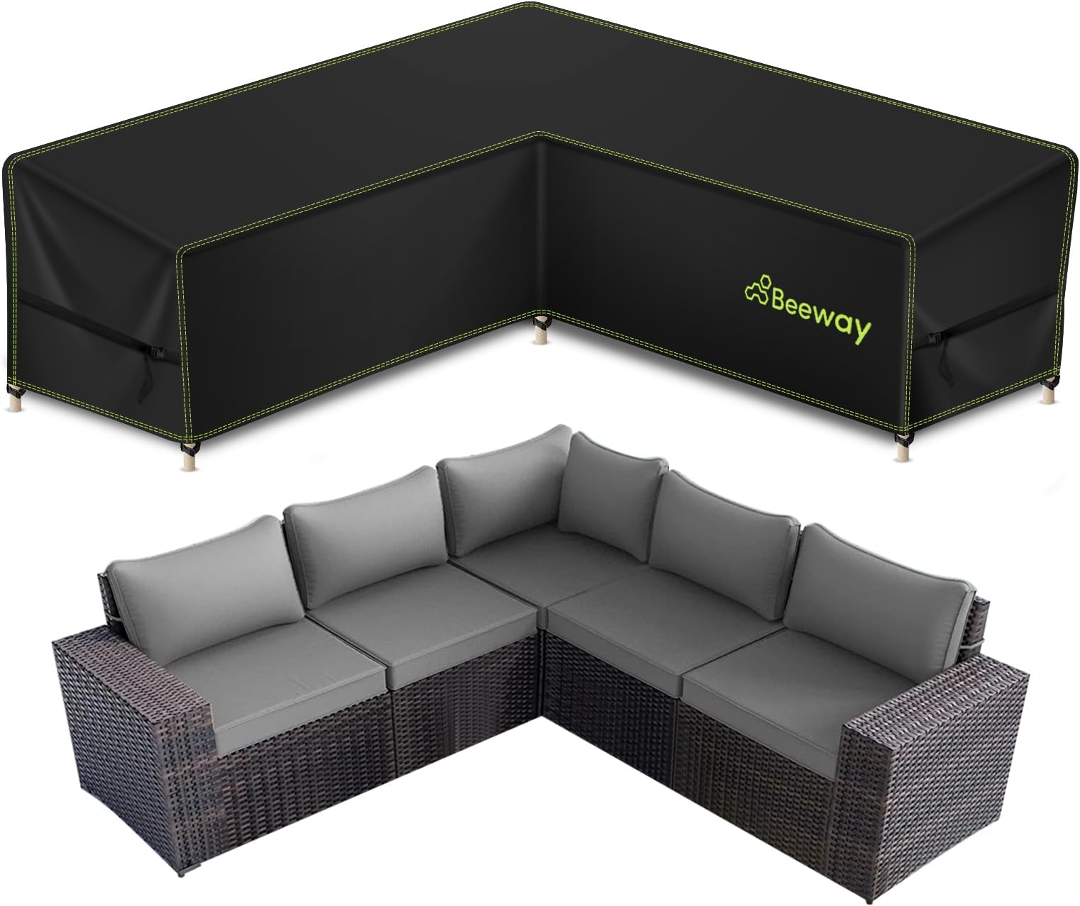 BEEWAY Garden Sofa Cover L Shape - 215x87x80cm