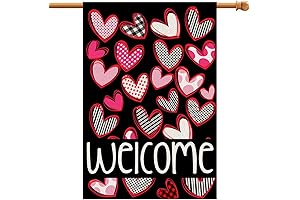 Valentines Day Love Heart House Flag 28x40 Inch