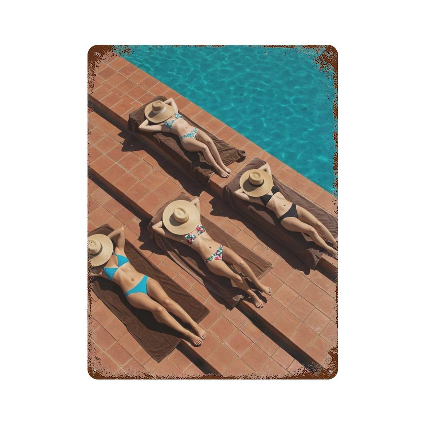 xiaoxiaoshen Girls Sunbathing, Photography Prints, Wall Decor Art Metal Tin Poster Modern Home Decor Art Home Bar Shop Decorations Vintage Sign 40x30cm