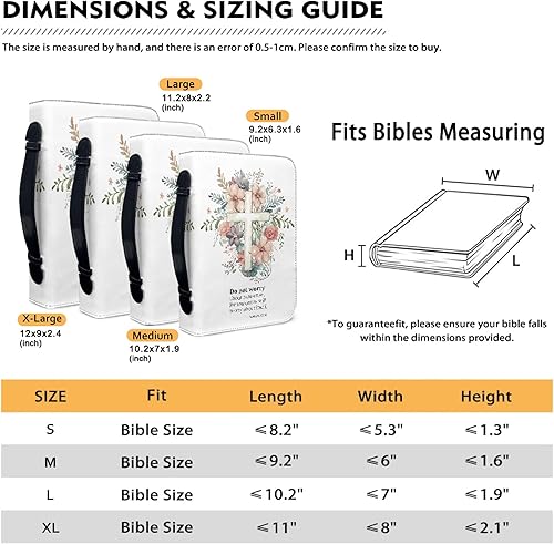 Miniatura 6 de Estuche grande de la Biblia floral para mujer con versículo cruzado, tamaño grande con asa con cremallera, estuche de iglesia escritura, regalo