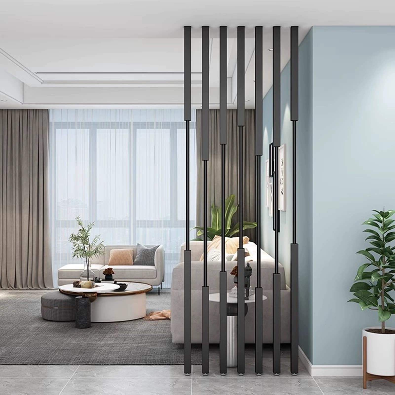 5/8 pezzi divisori per ambienti - Montante divisorio dal soffitto al pavimento con piede regolabile, facile da montare, schermo per la privacy - Nessuna foratura necessaria(8pcs-A,260cm/102in/8.5ft)