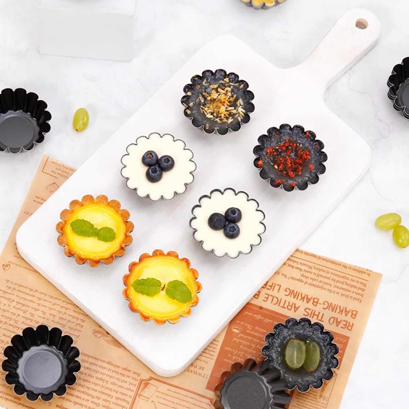 Lot de 20 Moules à Tartelettes, Moule Tartelette et Moule à Tarte aux Œufs en Acier au Carbone 6,5 cm pour Pâtisserie, Quiche, Cupcakes et Cuisson Maison