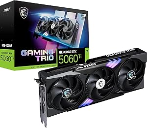 MSI GeForce RTX 5060 Ti 8G GAMING TRIO OC Graphics Card – RTX 5060 Ti GPU, 8GB GDDR7 (28Gbps/128-bit), PCIe 5.0 – TRI FROZ…