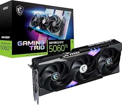 MSI GeForce RTX 5060 Ti 8G Gaming Trio OC – 8 GB GDDR7 (28Gbps/128-bit), PCIe 5, Boost: 2647 MHz, HDMI 2.1b, DisplayPort 2.1b