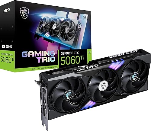 MSI NVIDIA GeForce RTX 5060 Ti 8G Gaming Trio OC GDDR7 128bit Tarjeta gráfica Gaming, Boost Clock hasta 2662 MHz, PCIe Gen 5, DLSS 4, DP 2.1 x 3, HDMI 2.1 x 1, SFF Ready