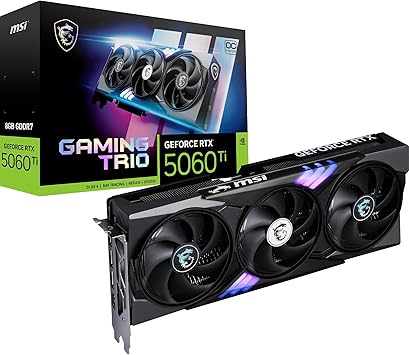 MSI GeForce RTX 5060 Ti 8G GAMING TRIO OC Graphics Card - RTX 5060 Ti GPU, 8GB GDDR7 (28Gbps/128-bit), PCIe 5.0 - TRI FROZR 4 (3 x STORMFORCE FAN) - RGB - HDMI 2.1b, DisplayPort 2.1b : Amazon.co.uk: Computers & Accessories