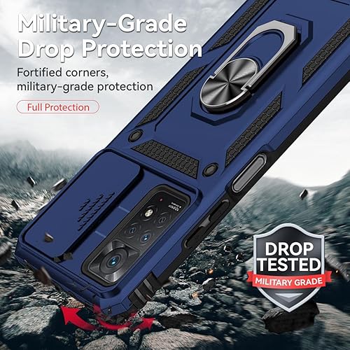 Miniatura 8 de Funda para Redmi Note 11 Pro 4G5GRedmi Note 11E Pro con protector de pantalla de vidrio templado y cubierta de cámara deslizante, anillo magnético