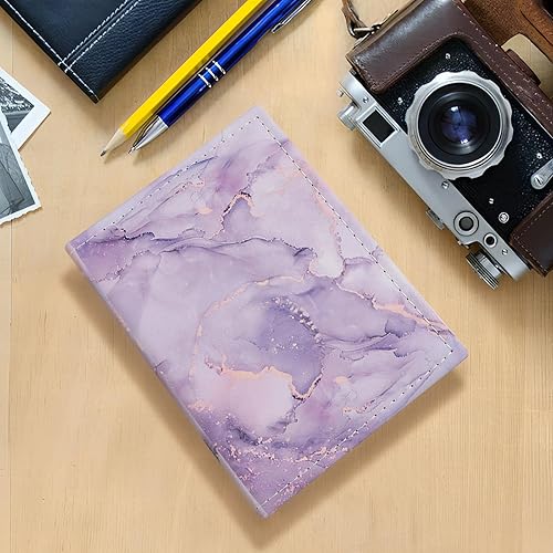 Miniatura 5 de POJAGU Álbum de fotos de 4 x 6 pulgadas, 52 fotos de pequeña capacidad con cubierta de cuero vegano, álbum de fotos portátil para niñas de boda