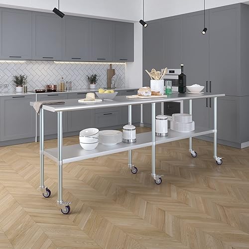 Miniatura 25 de AmGood Mesa de trabajo de acero inoxidable con ruedas Estación de trabajo