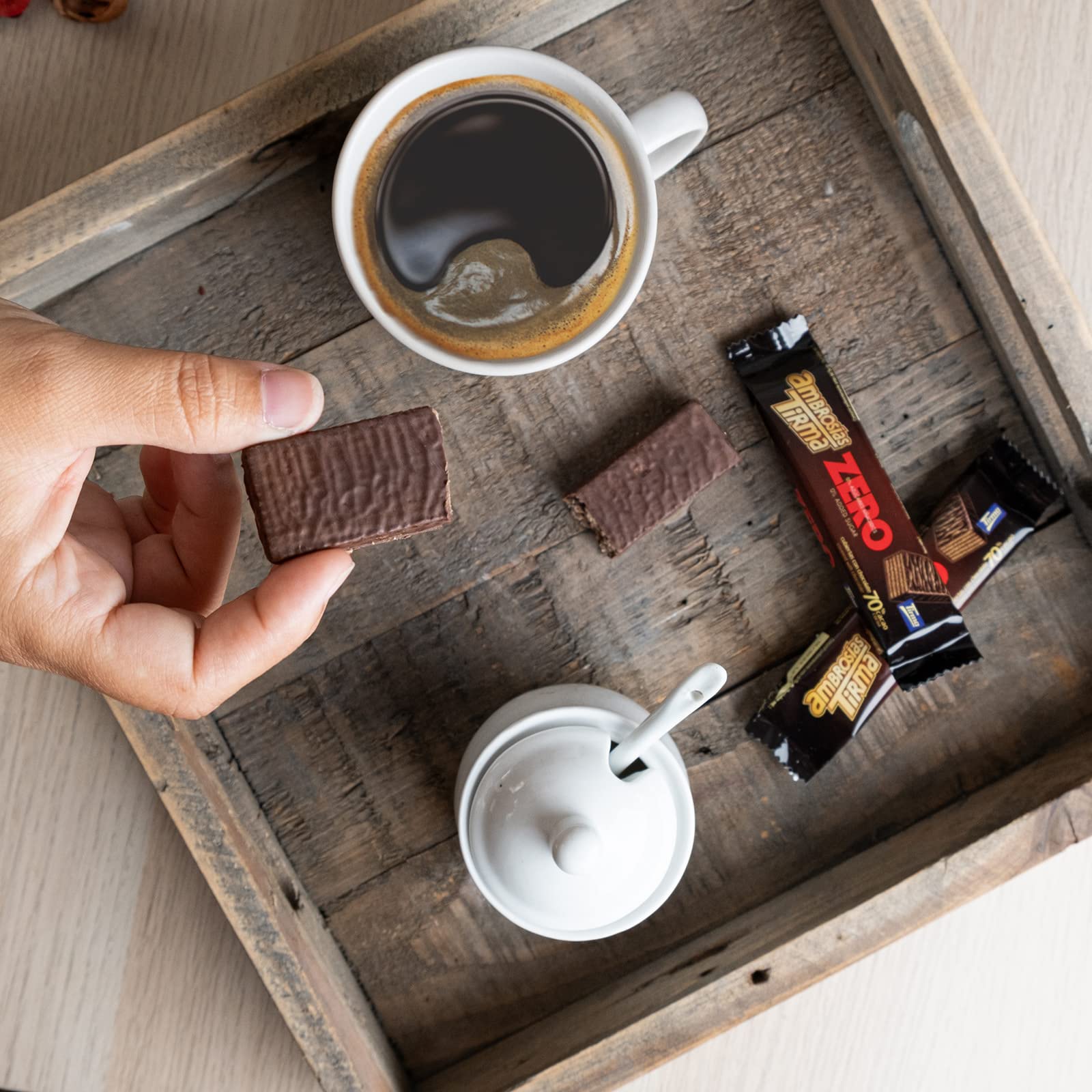 Tirma Ambrosía de Chocolate Negro 70% | Chocolatinas Sin Azúcares Añadidos | Apto para Dieta Keto | Barritas de Barquillos Rellenos de Crema de Cacao 70% | Apto para Diabéticos | 3 uds, 64.5g