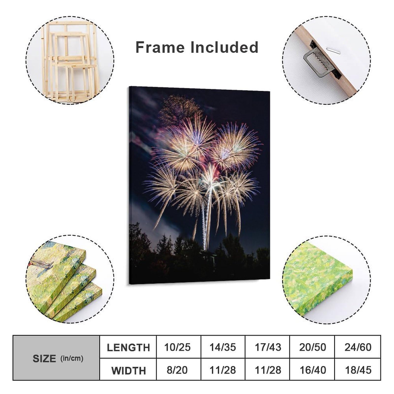 Amazon.co.jp: 絵画 夜の公園で花火が上がるインテリア 絵画 花火大会