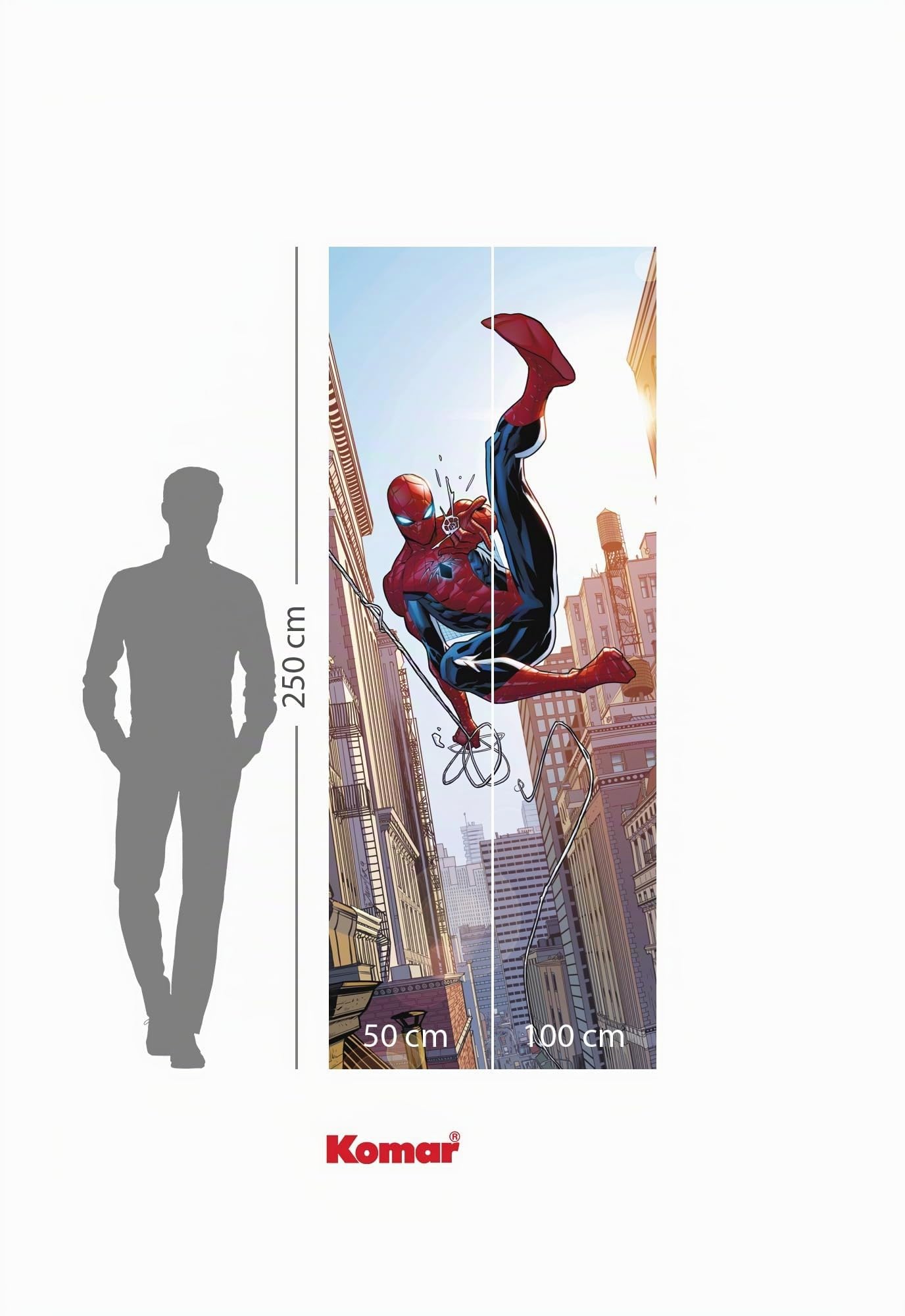 Komar Vlies Fototapete - Marvel Spider-Man Swinging - Größe 100 x 250 cm