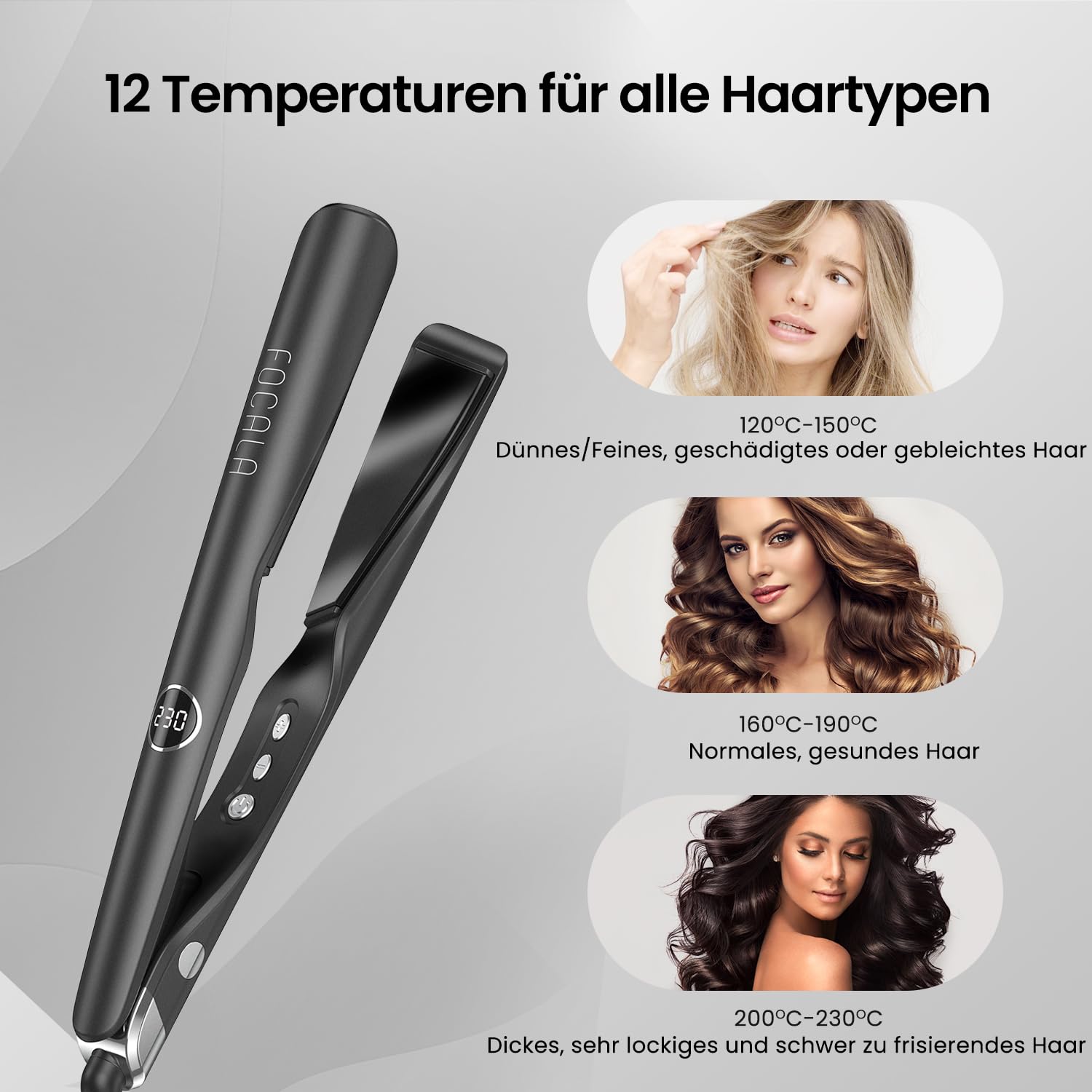 Glätteisen Locken und Glätten 2 in 1: Haarglätter Geschwungene Stylingplatten zum Glätten Locken Wellen Keramikbeschichtung Ionen Technologie weniger Frizz mehr Glanz 120-230°C fur alle Haartypen