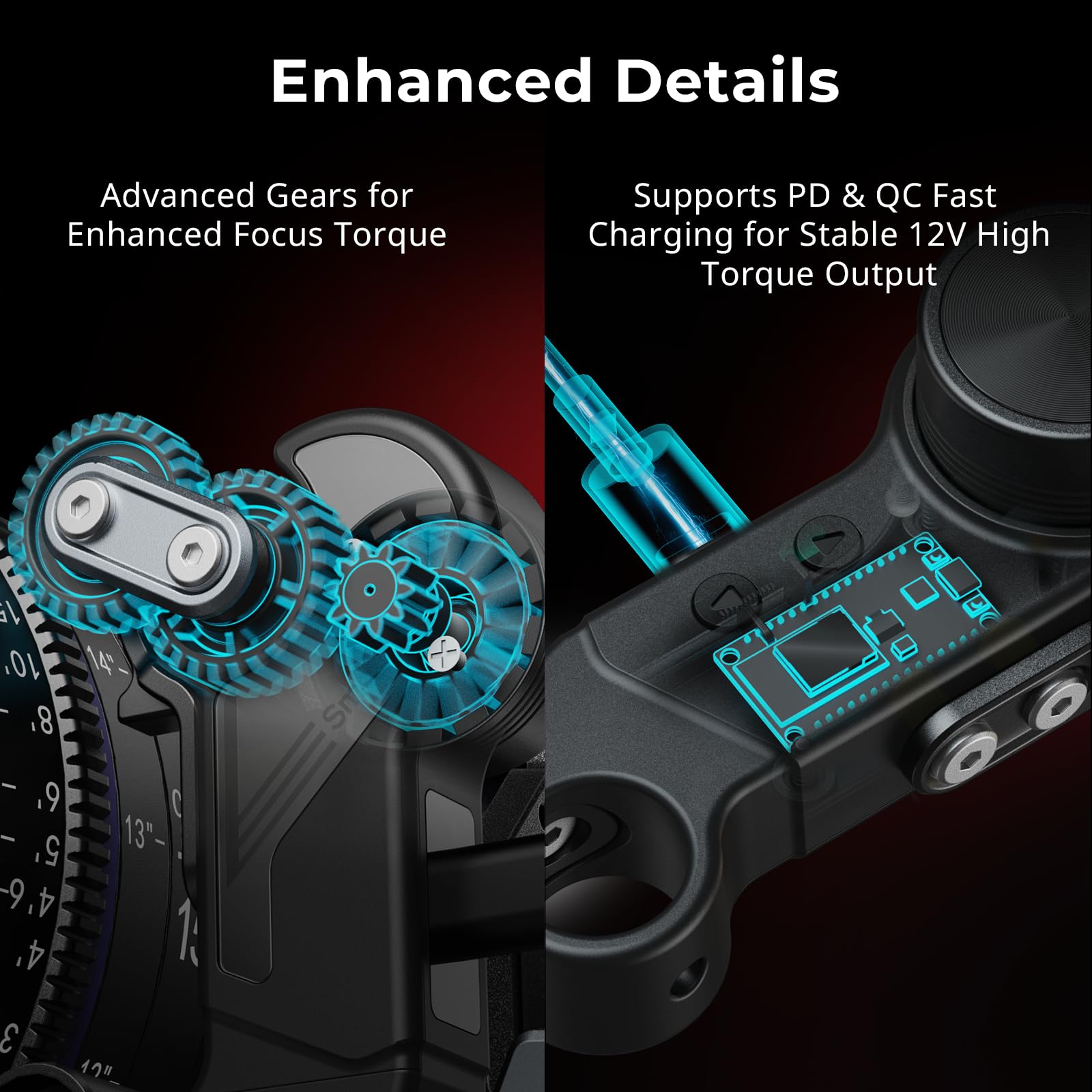 SMALLRIG Wireless Follow Focus Kit (Lite) con Controller a Volantino e Motore Ricevitore, Stop A/B e Morsetto per Asta da 15 mm, Design Compatto, Ampiamente Compatibile - 4296