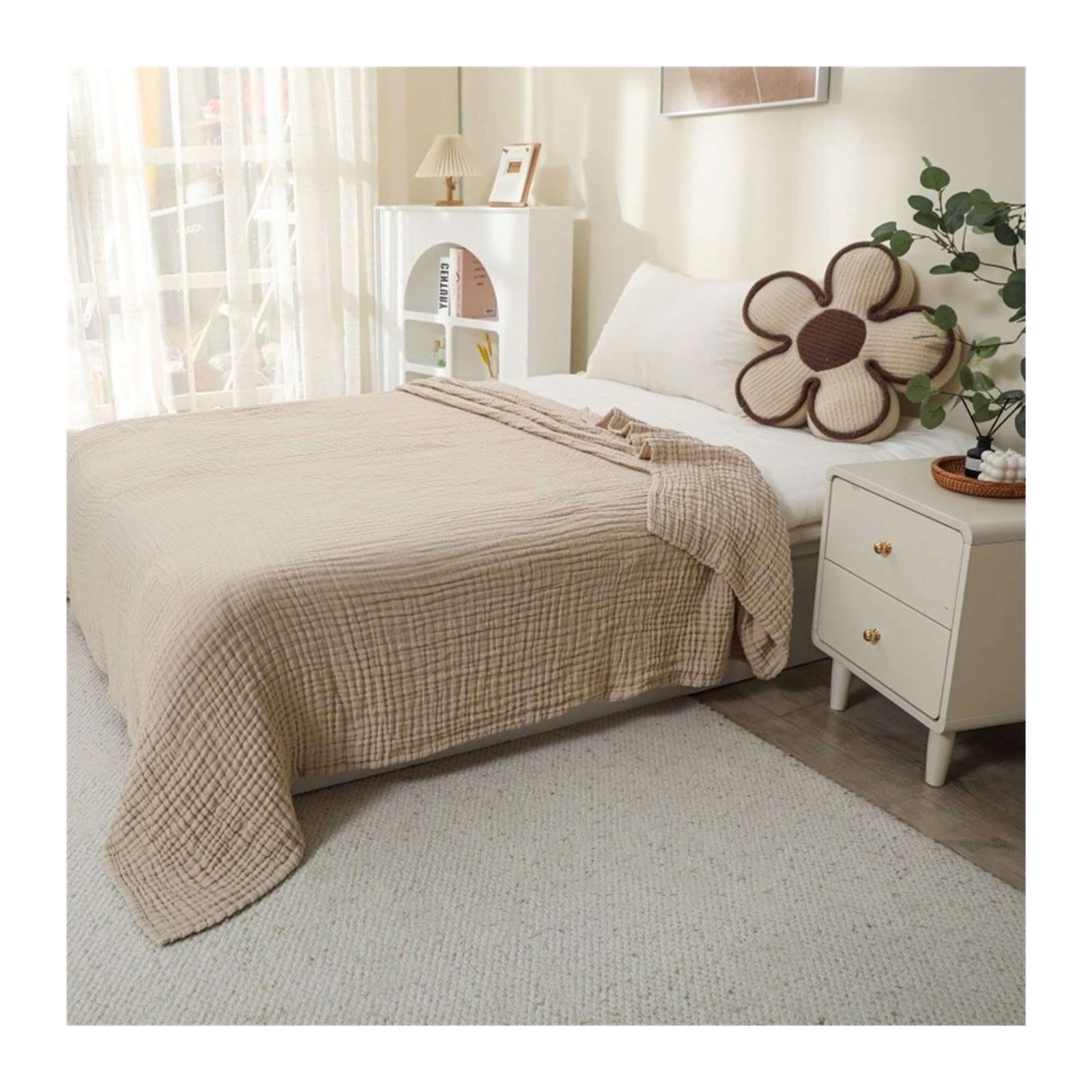 HKSDKABOP Cotton Muslin Throw Blanket 6-Layer Multicolor Multiple Sizes(Color2,200x230cm)