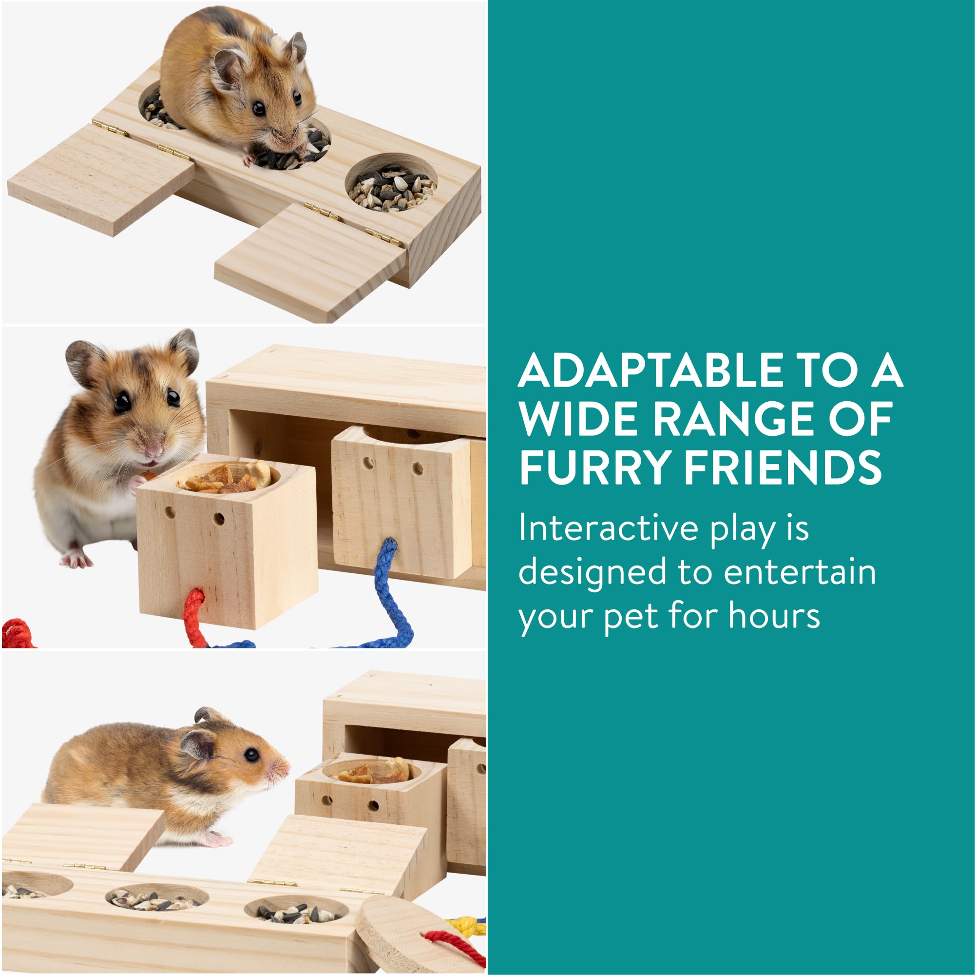 FIDWALL Set 15 Pezzi Giochi Per Criceti E Conigli – Accessori In Legno Naturale E Fieno Per Conigli Nani, Porcellini D'India, Chinchilla – Giochi Criceto, Masticazione, Dentizione, Antistress