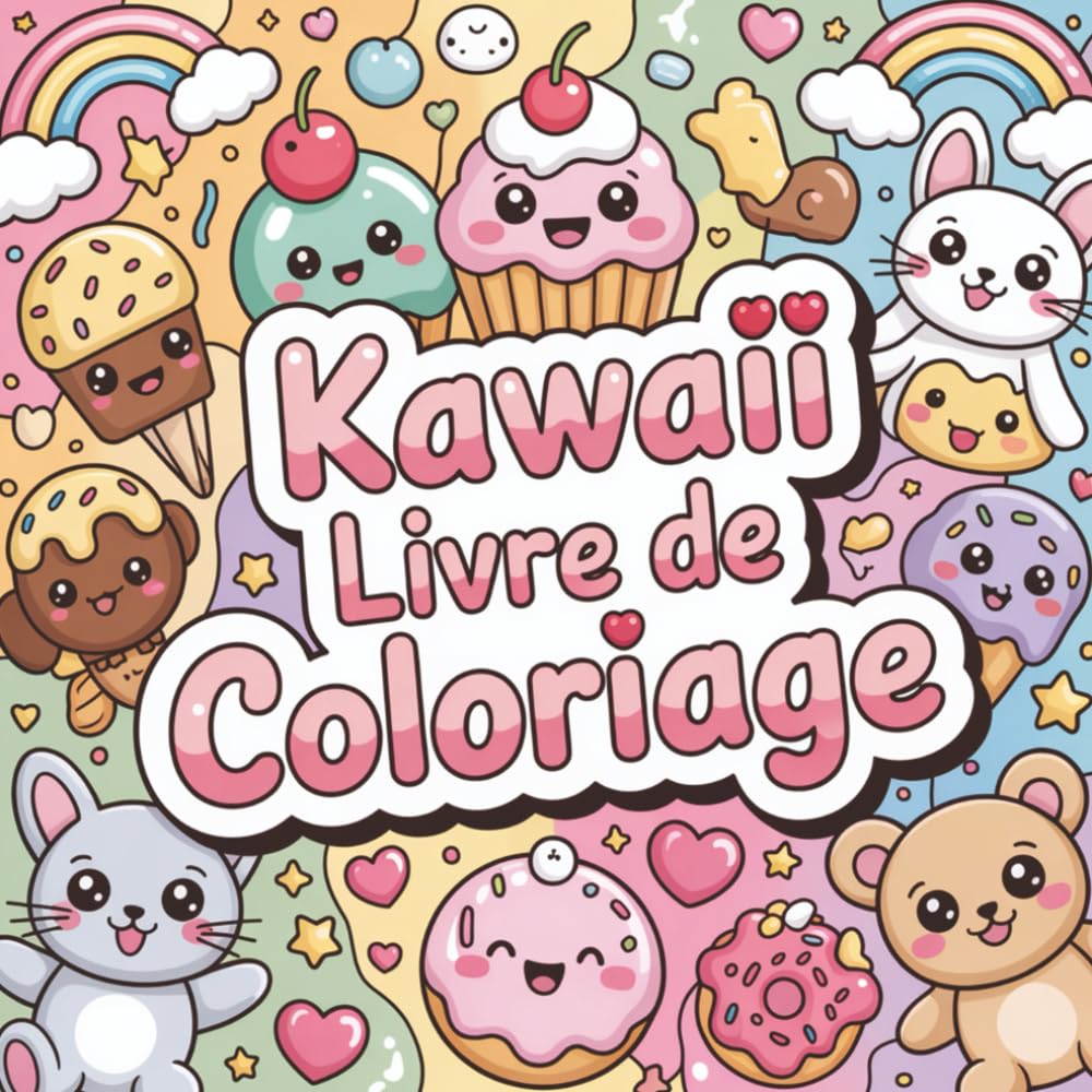 Kawaii Livre de Coloriage: Un livre de coloriage adorable rempli de dessins kawaii – animaux mignons, gâteaux, donuts, glaces