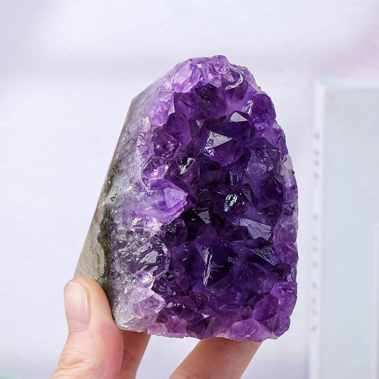 AUOQKQUT Amethyst, Uruguayan Amethyst Cluster Amethyst Geode Home Feng Shui Decorations,500~600g