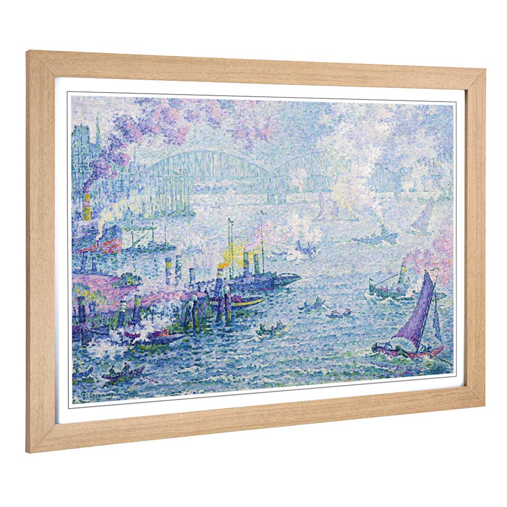 Big Box Art Framed Print of Paul Signac The Port of Rotterdam Design | Wall Art Picture | Home Decor for Kitchen, Living Room, Bedroom, Hallway, Oak, A2 / 24.5x18 Inch / 62x45cm