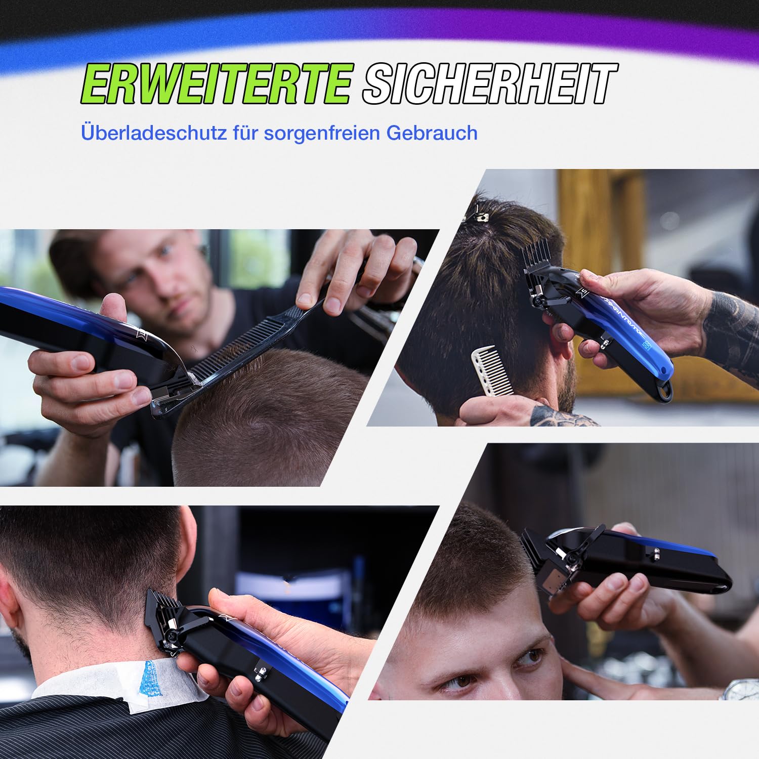SUPRENT Haarschneidemaschine Profi-Haarschneider Herren | Langhaarschneider mit Keramik-Kegelklinge, Bartschneider Clipper Kabelloses Geschenke für Männer, Wiederaufladbar-Blau