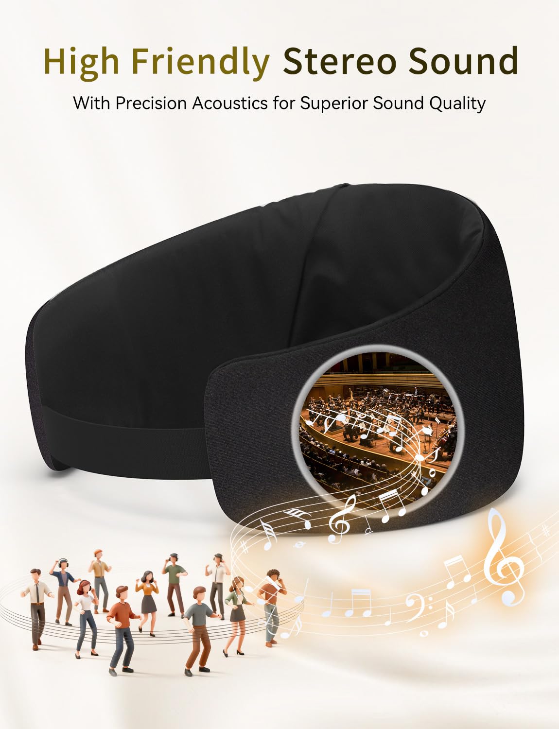 Mascherina per dormire con cuffie Bluetooth 6.0, 20 ore di autonomia, per dormire, per chi dorme sul fianco, regolabile, oscurante, per viaggi, meditazione, riduzione del rumore, regalo per donne e