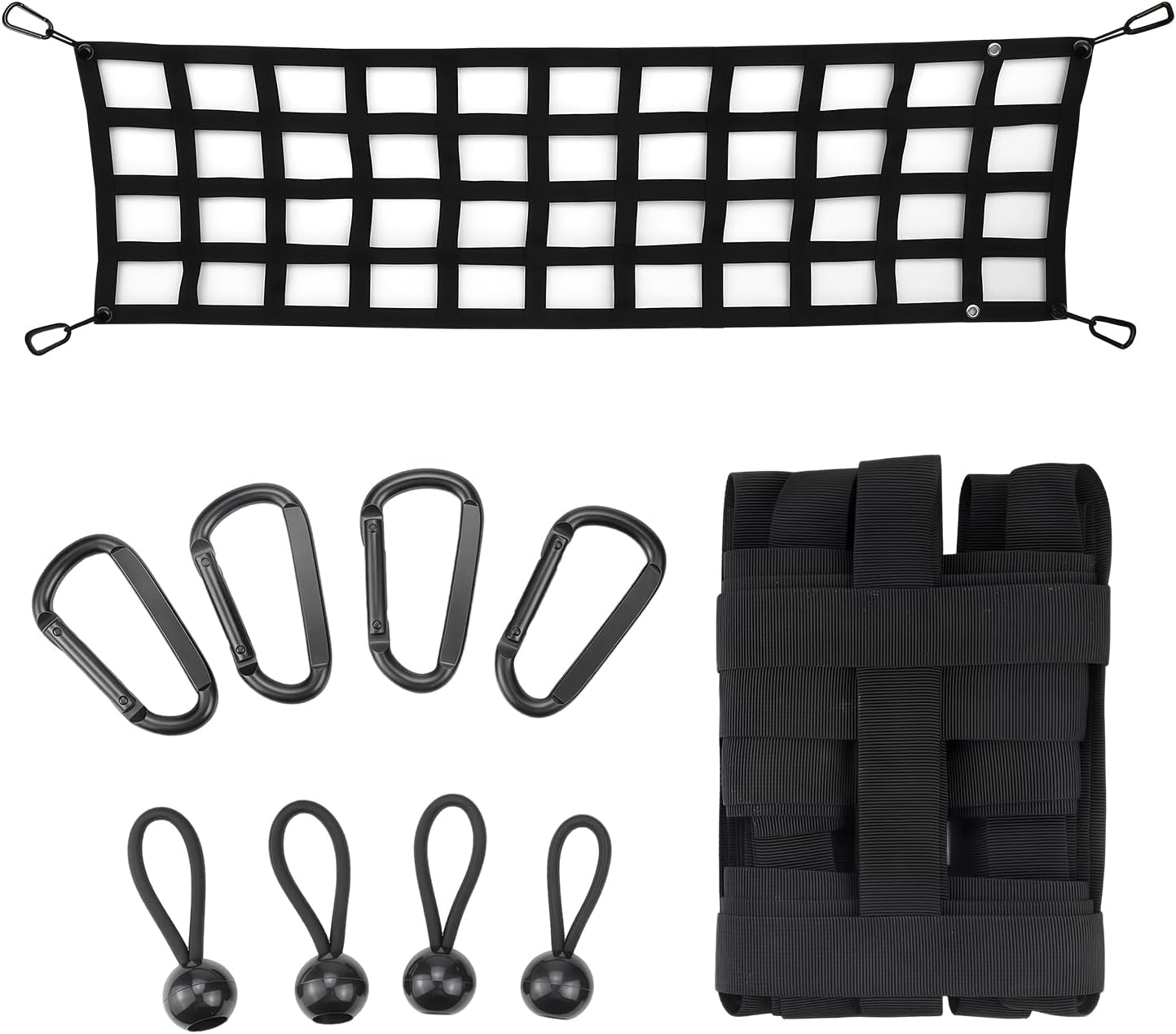 Heavy Duty Tailgate Net for Pickup Truck Bed - 60'' x 18'' Durable Mesh Cargo Netting, Easy-to-Install for Full-Size Trucks (Chevy, Ford, GMC, Toyota, Jeep) - Black