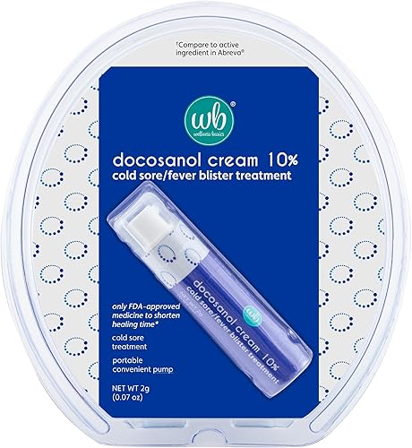 Wellness Basics Docosanol Cream 10%  Tratamiento para herpes labial  Acorta el tiempo de curación  0.07 oz - Bomba