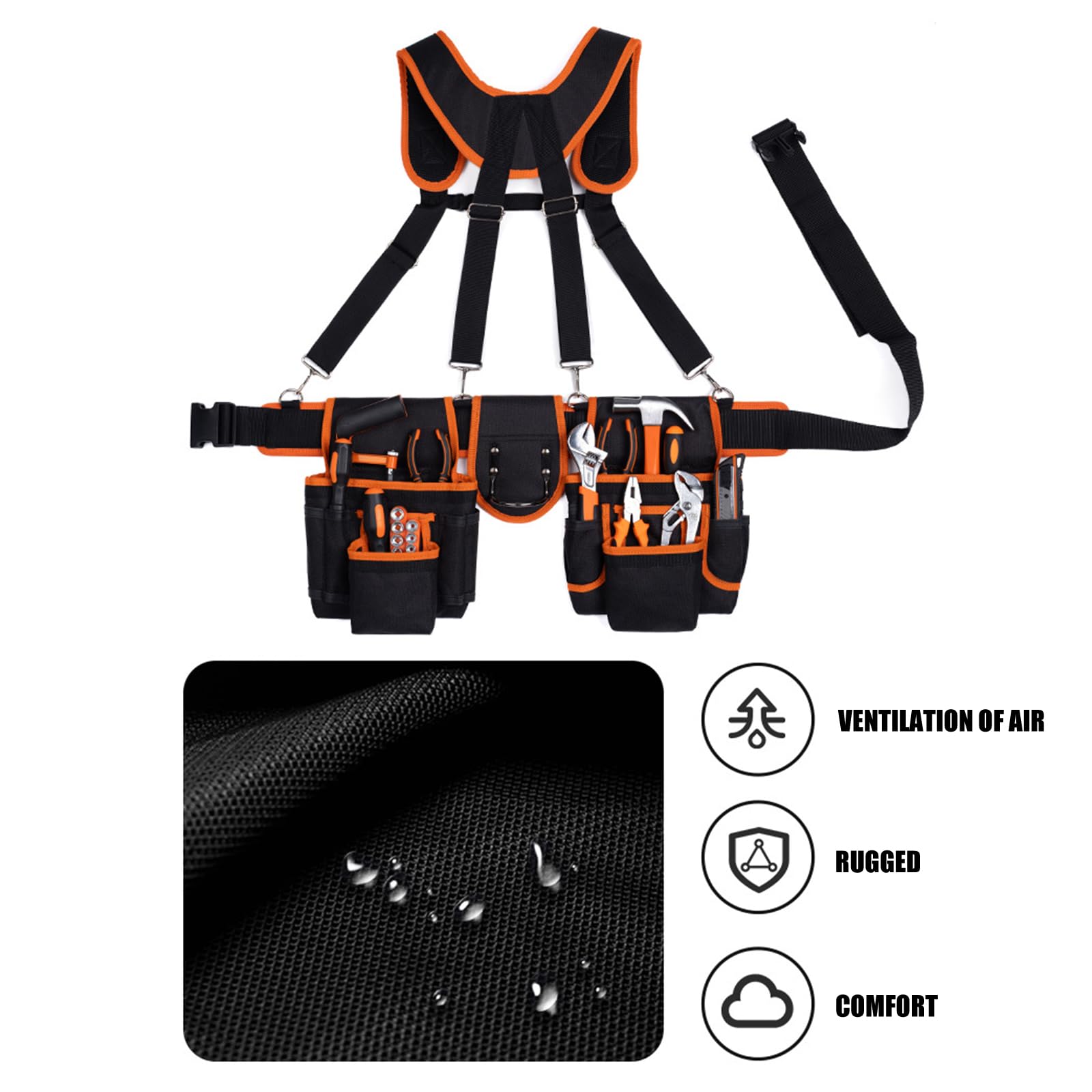 Cinturón de herramientas, bolsas de herramientas de jardinería, cinturón de trabajo, organizadores de herramientas, tirantes ajustables para construcciones, tirantes de bolsa de electricista