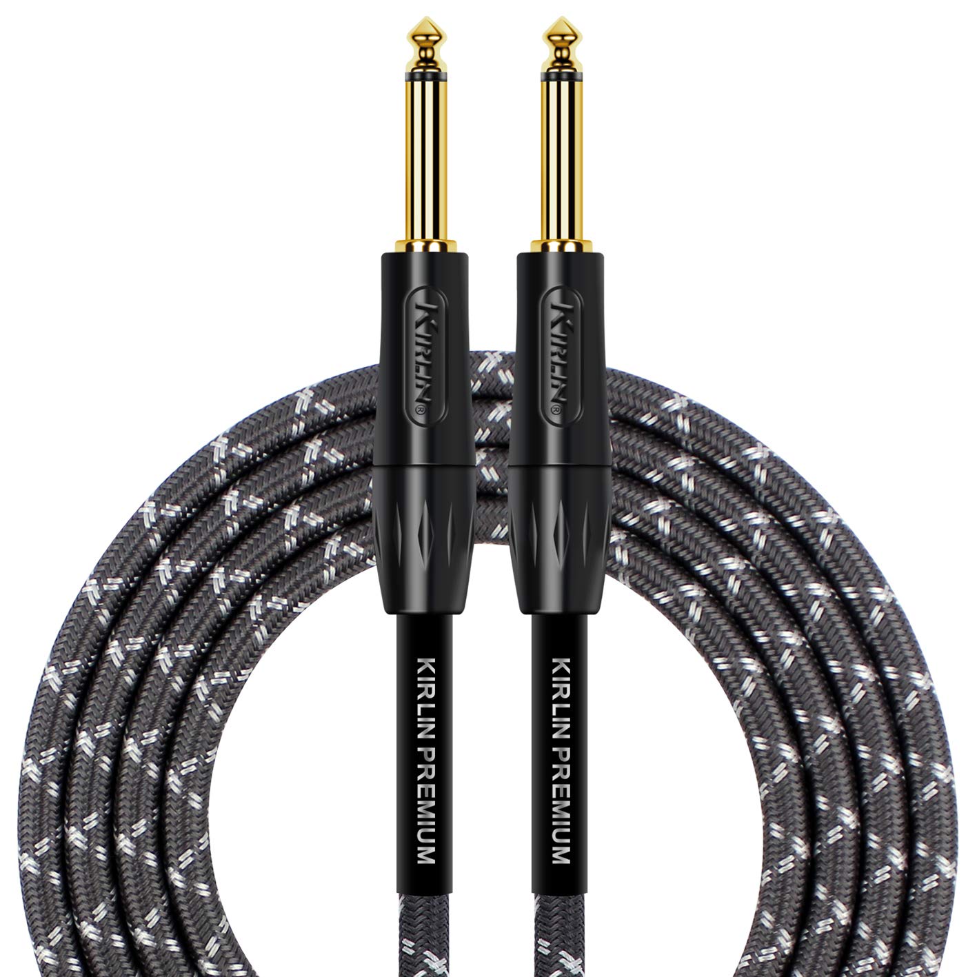 KIRLIN, KIRLIN CABLE Instrument Cable, Charcoal Gray with White Stripe, 20FT (IWB-201 BFG-20/BT)