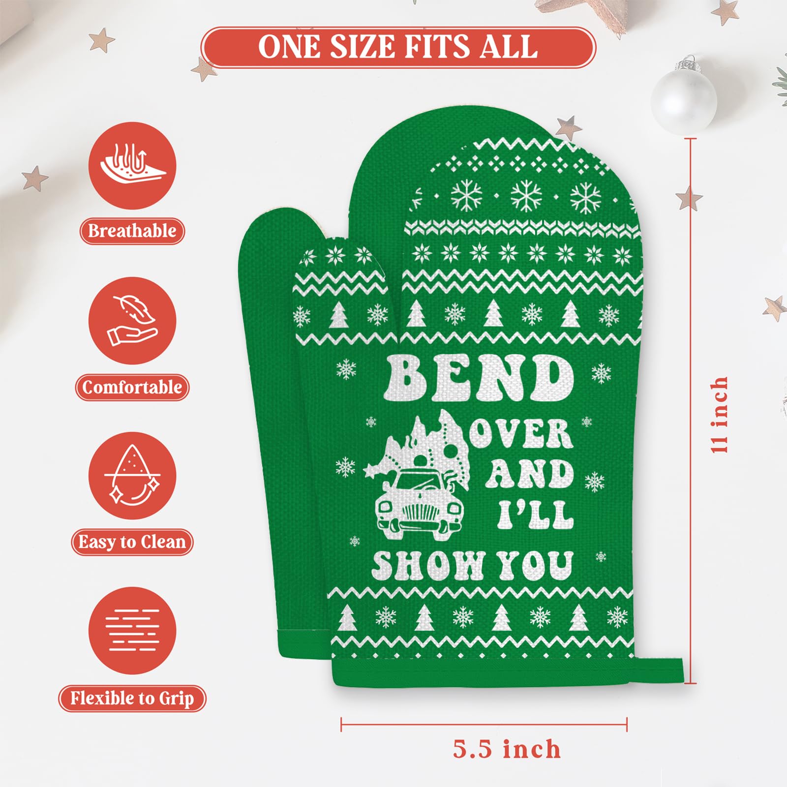 National Lampoon's Christmas Vacation Oven Mitts - 2Pcs Funny Kitchen Pot Holders, 11x5.5 Inches - View #4