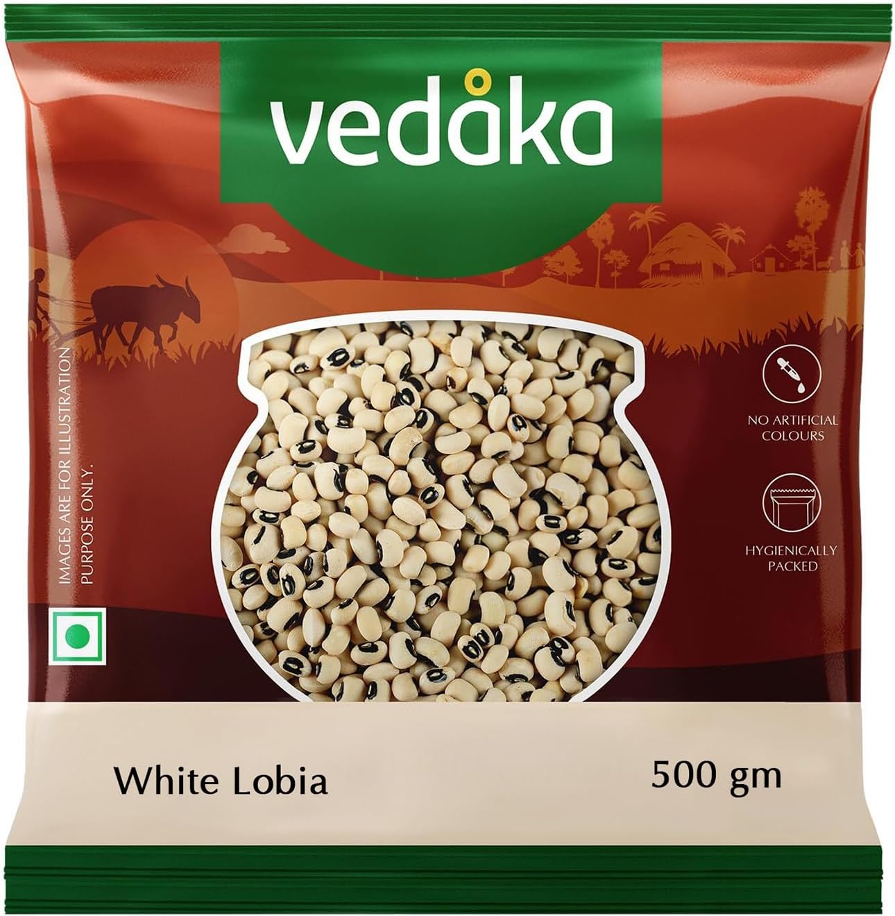 Amazon Brand - Vedaka White Lobia, 500g