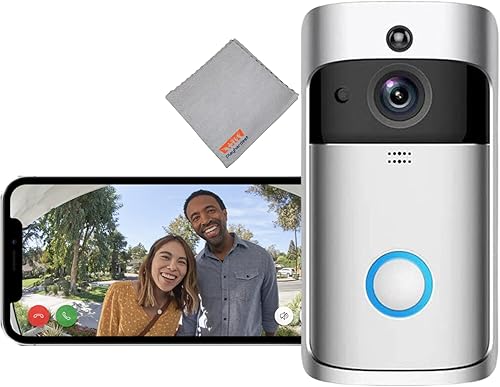 Timbre de video Ring 4 WiFi mejorado, detección de movimiento mejorada, fácil instalación con paño de limpieza Playhardest
