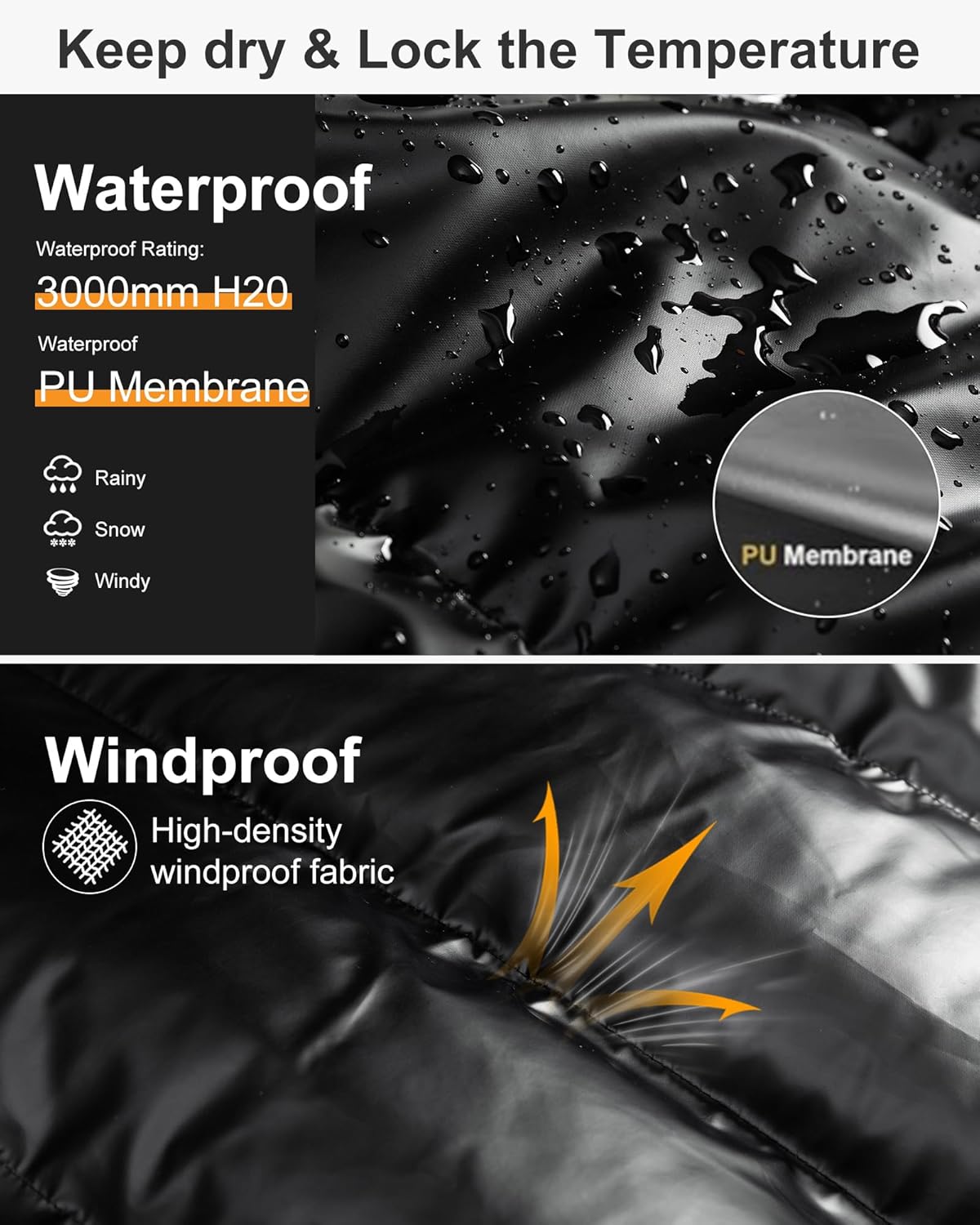 Chrisuno Men's Winter Coat Waterproof Warm Puffer Jacket Quilted Insulated Bubble Jackets with Hood - Image 4