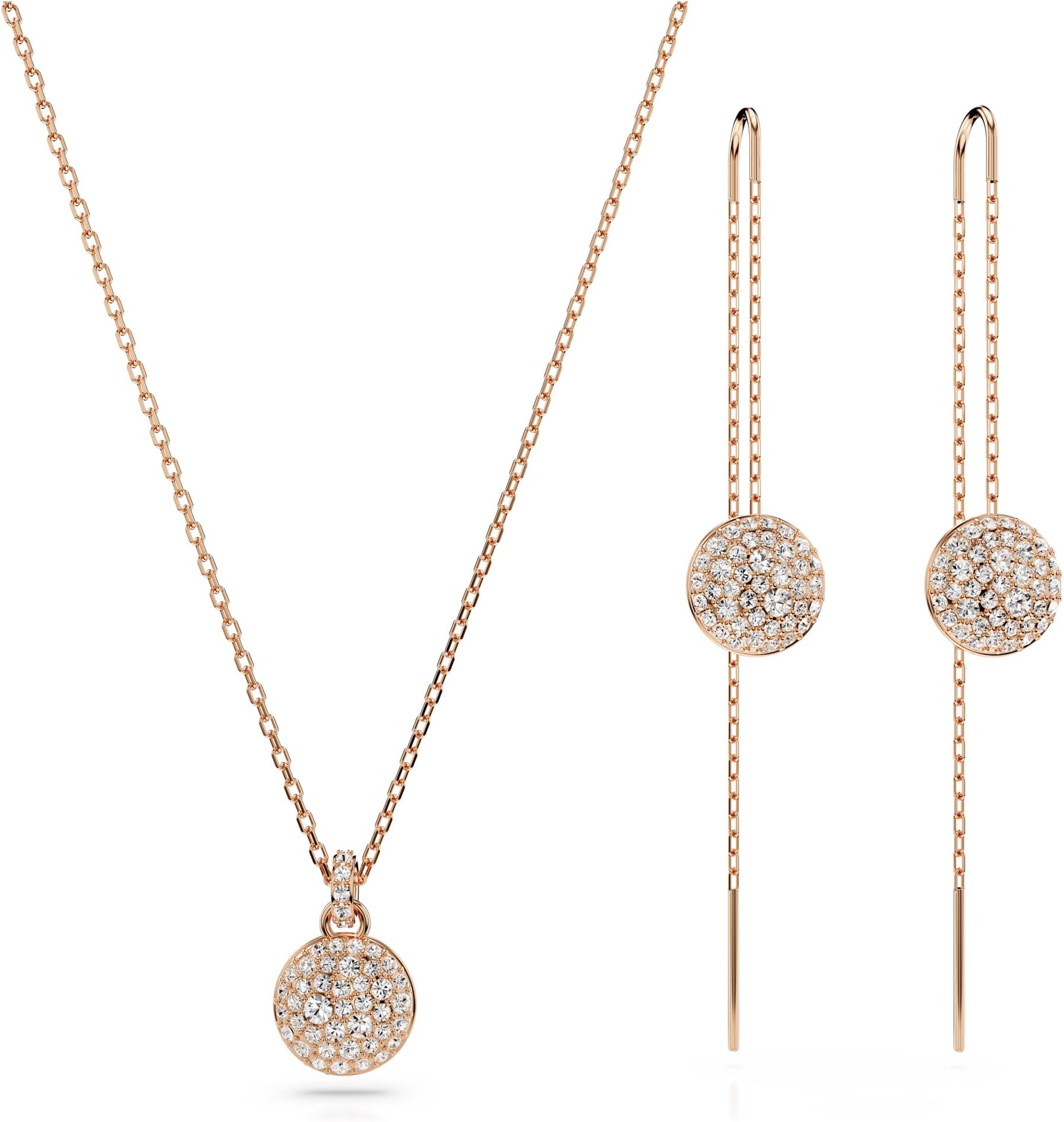 SwarovskiWomen Meteora Pendant And Earrings Set, White, Rose Gold-Tone Plated