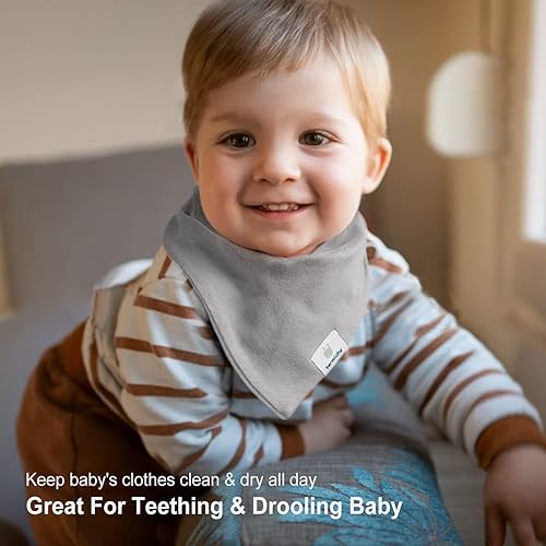 Miniatura 5 de Termichy Baberos bandana para bebé, paquete de 8 baberos de algodón orgánico para dentición y babeo, unisex para niños y niñas