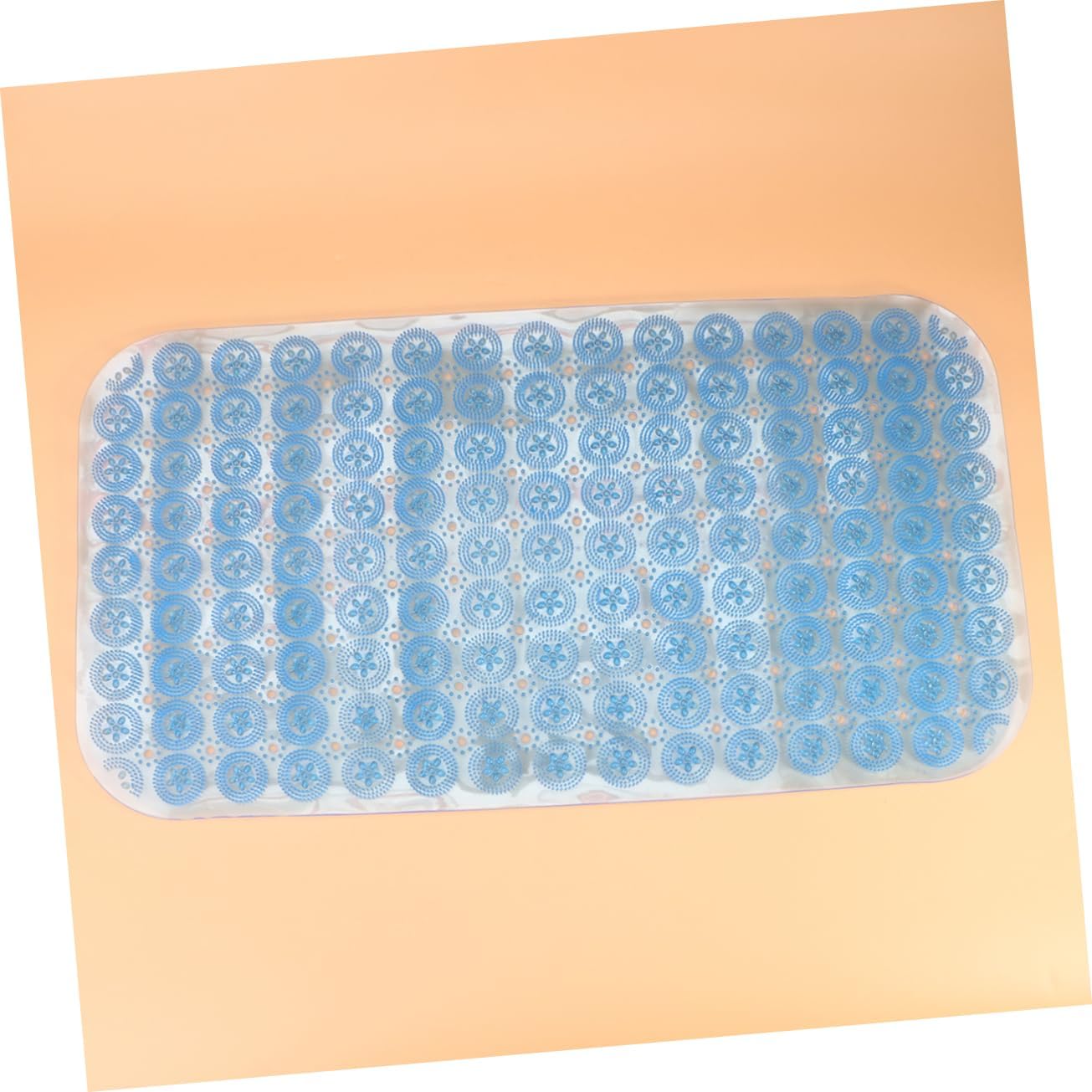 PVC Non Slip Bathtub Mat with Strong Suction Cups Blue for Safe Bathing Features Water Circulation Bathroom Accessory for Family and Friends