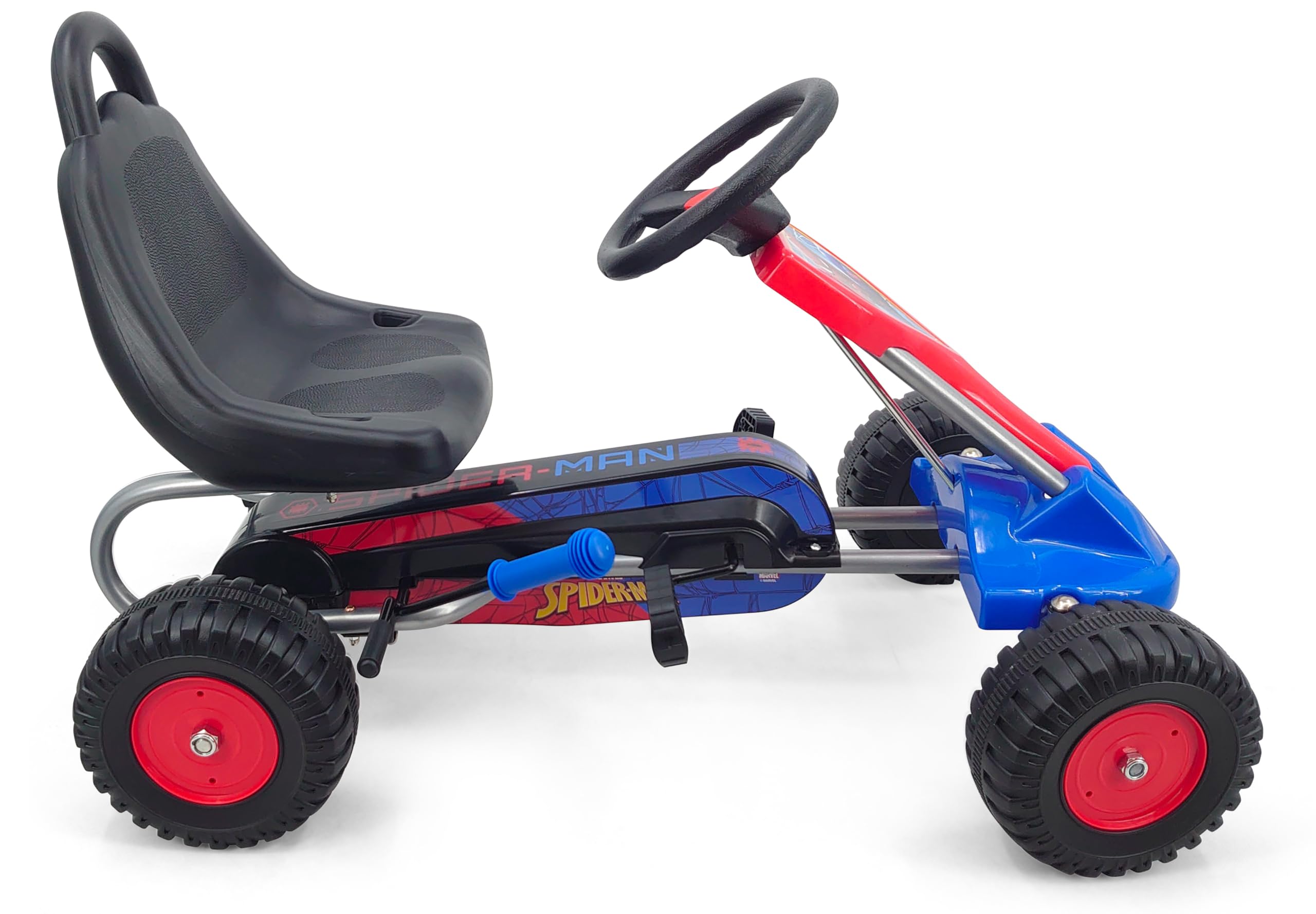 Go Kart à pédales Spiderman 89cm x 52cm SM250001, Bleu-Vert-Gris-Noir