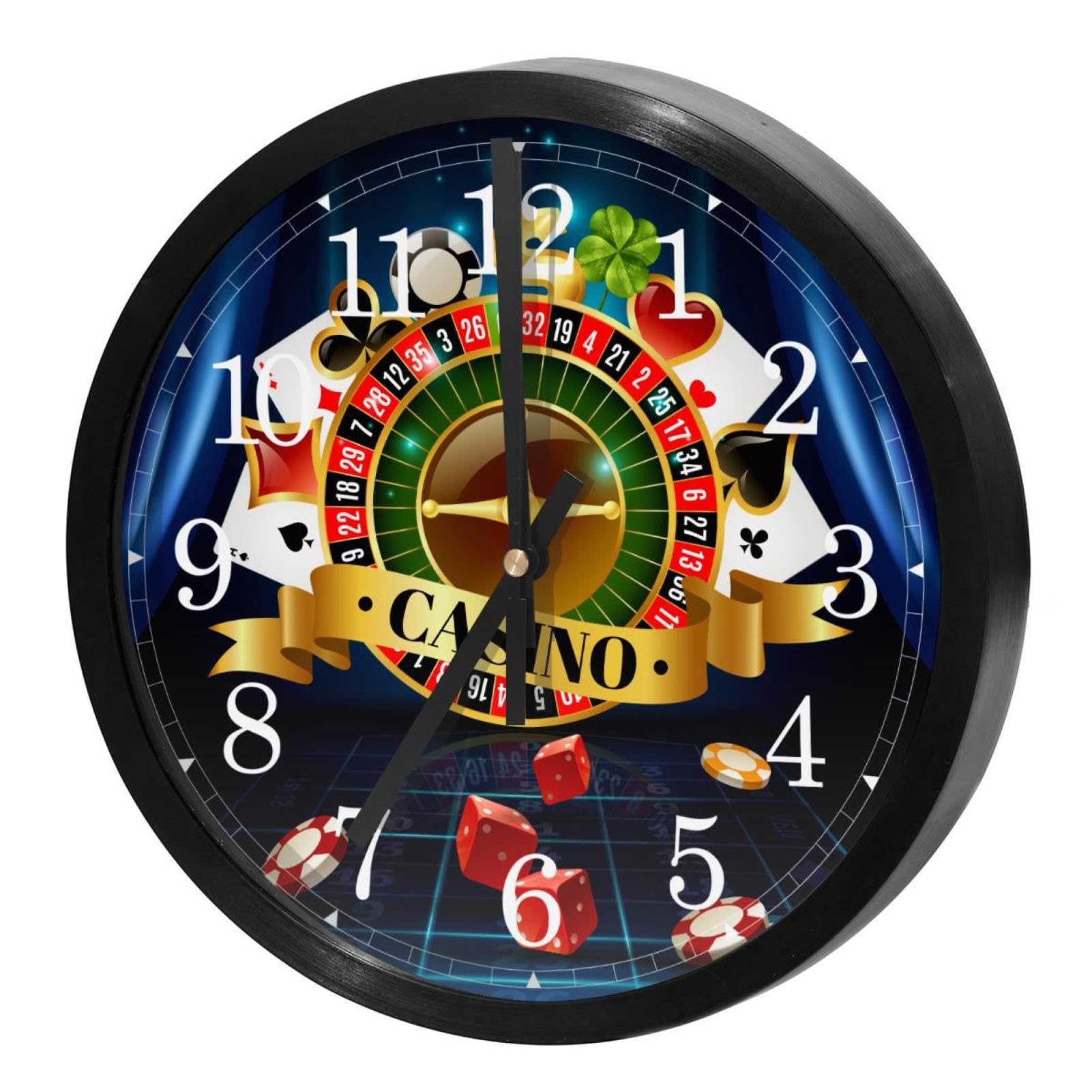 Horloge à quartz silencieuse au design soigné de casino pour bureau épuré
