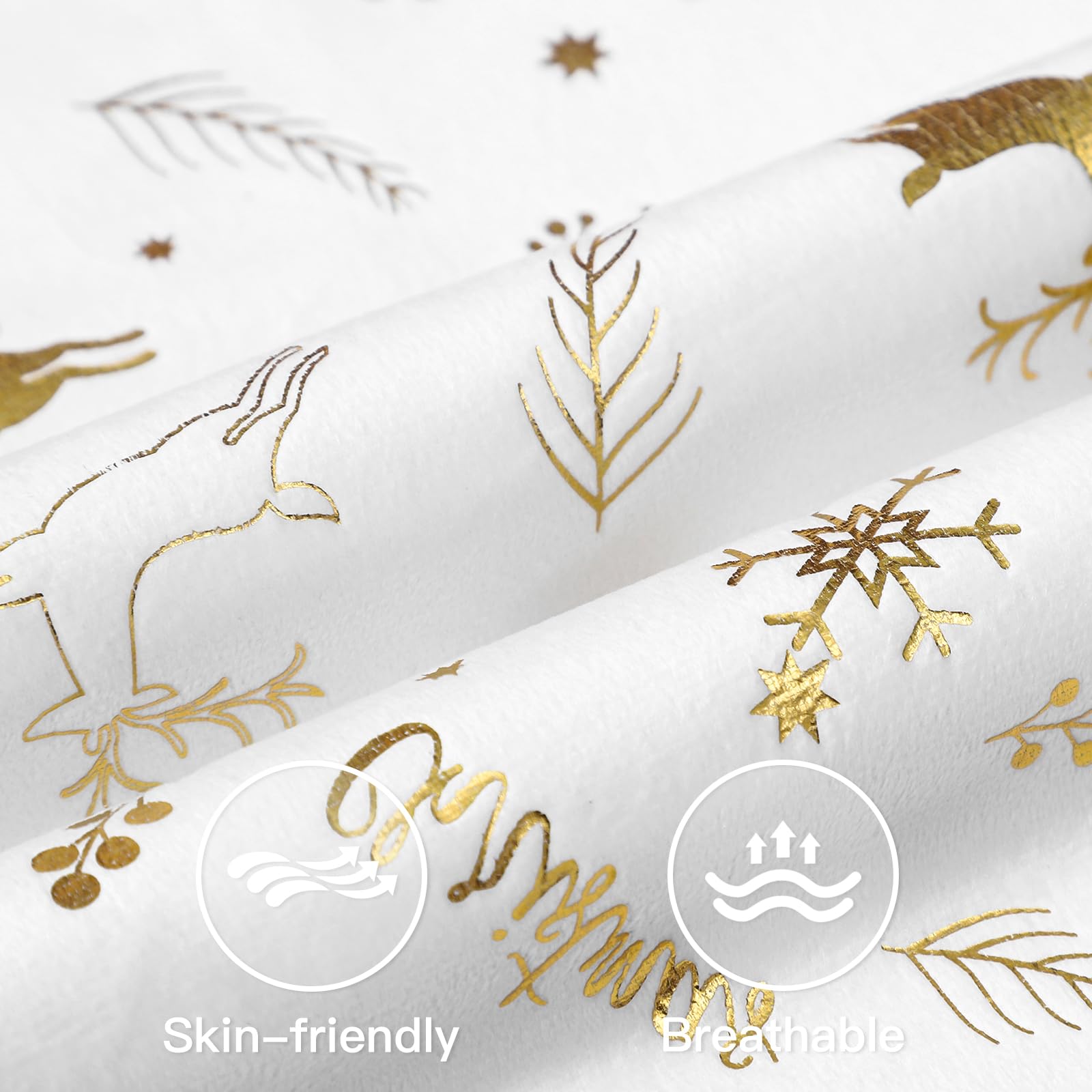 Weihnachts-Kissenbezüge, 45,7x45,7 Cm, 2 Stück – Elch-Design Auf Weiß-gold, Aus Polyester, Mit Reißverschluss, Maschinenwaschbar