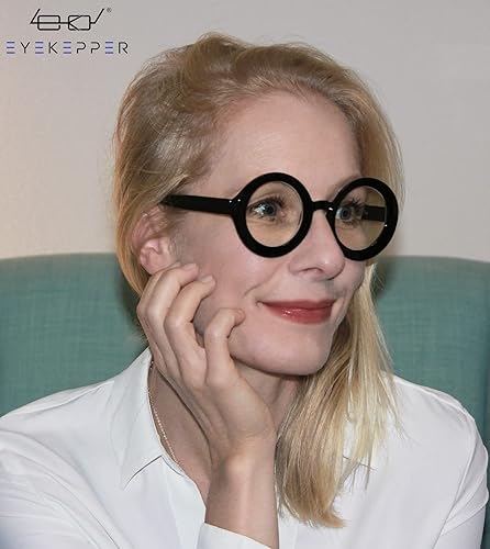 Miniatura 2 de Eyekepper Paquete de 4 lentes de lectura con bloqueo de luz azul para mujer, redondos, de gran tamaño, lectores de computadora