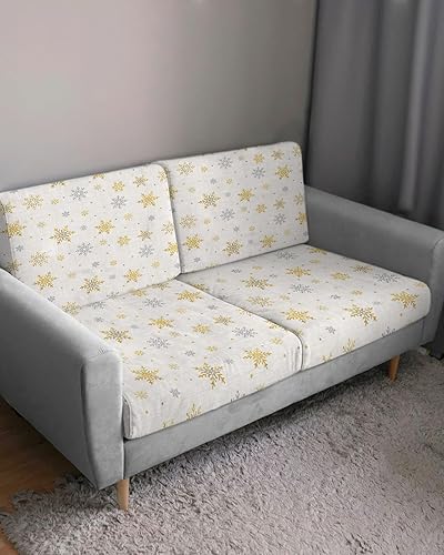 Miniatura 10 de Wowouhiya Fundas de cojín para sofá de Navidad con diseño de flor de pascua rosa, funda elástica para sofá con parte inferior elástica, conos de