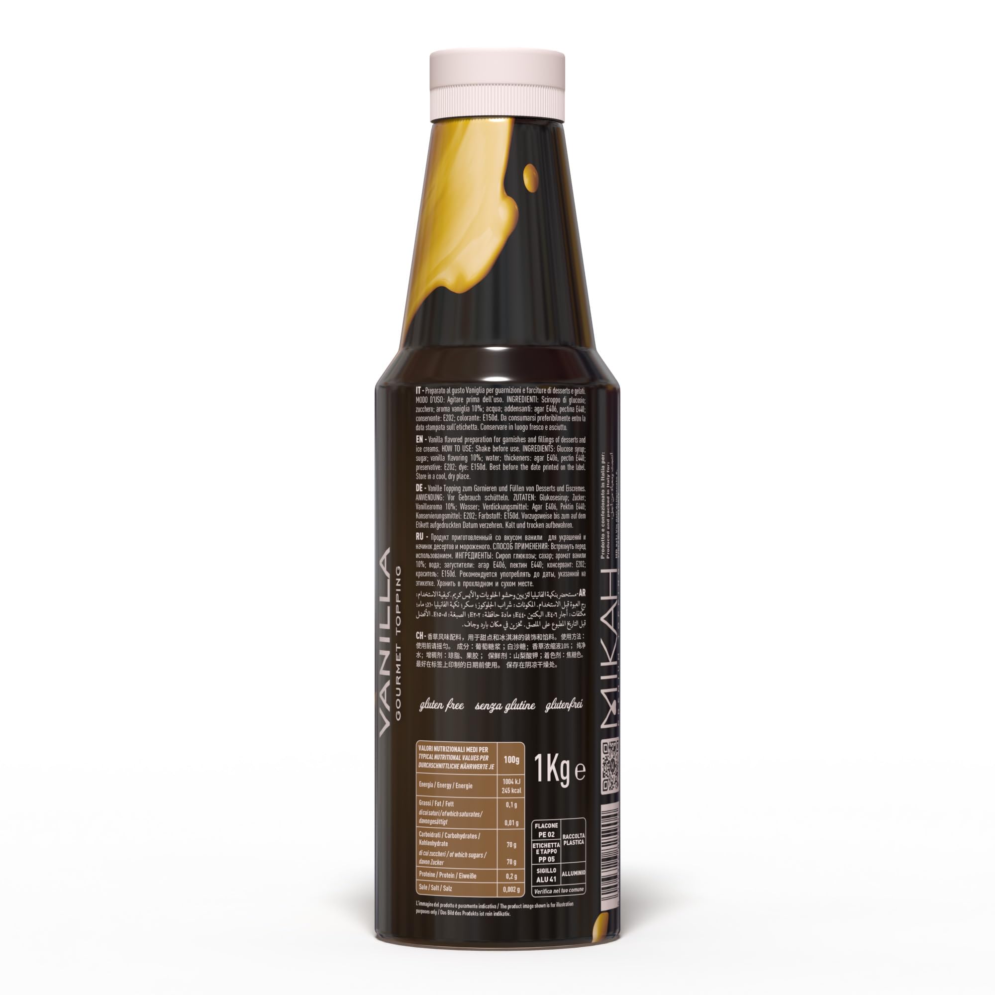 Mikah - Premium Topping - Vanilla (Vaniglia) | Salsa Topping Per Drink e Dessert | Uso Professionale | 1Kg