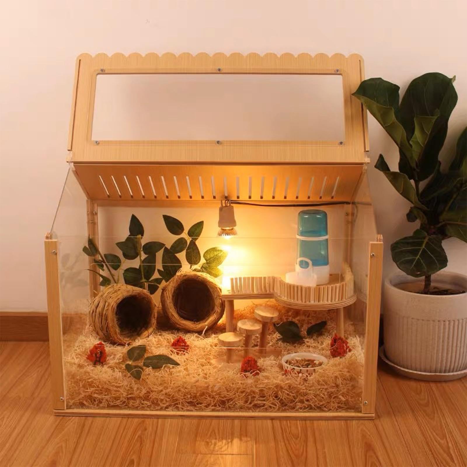Casa de Juegos de para Madera con Nido para hámster, Juguete para Hacer Ejercicio Que Proporciona Entretenimiento y fomenta la Actividad y la
