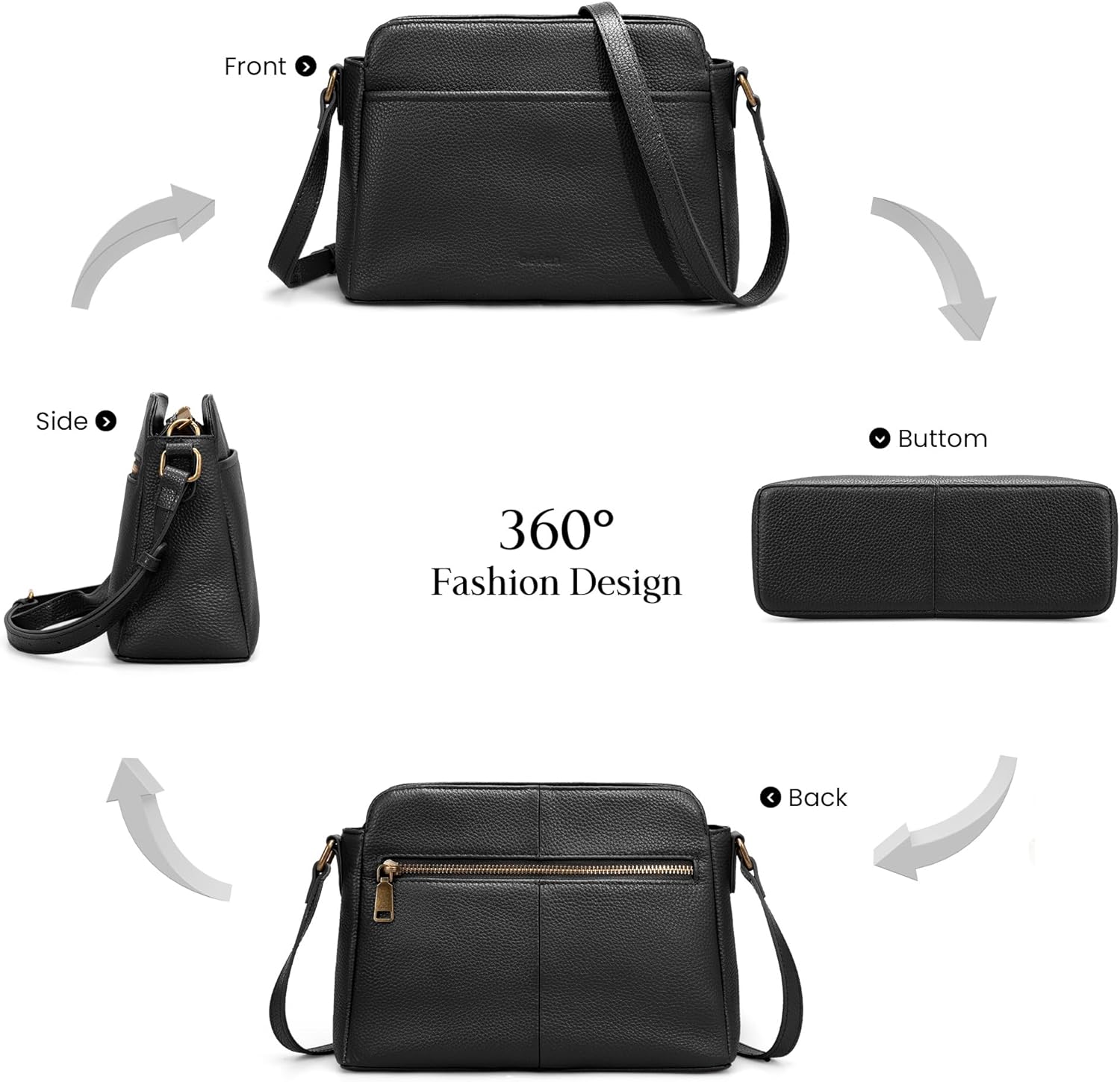 befen Anti-theft Crossbody Bag for Women Genuine Leather, Small Cross Body Shoulder Handbags with RFID Card Slots - Image 7