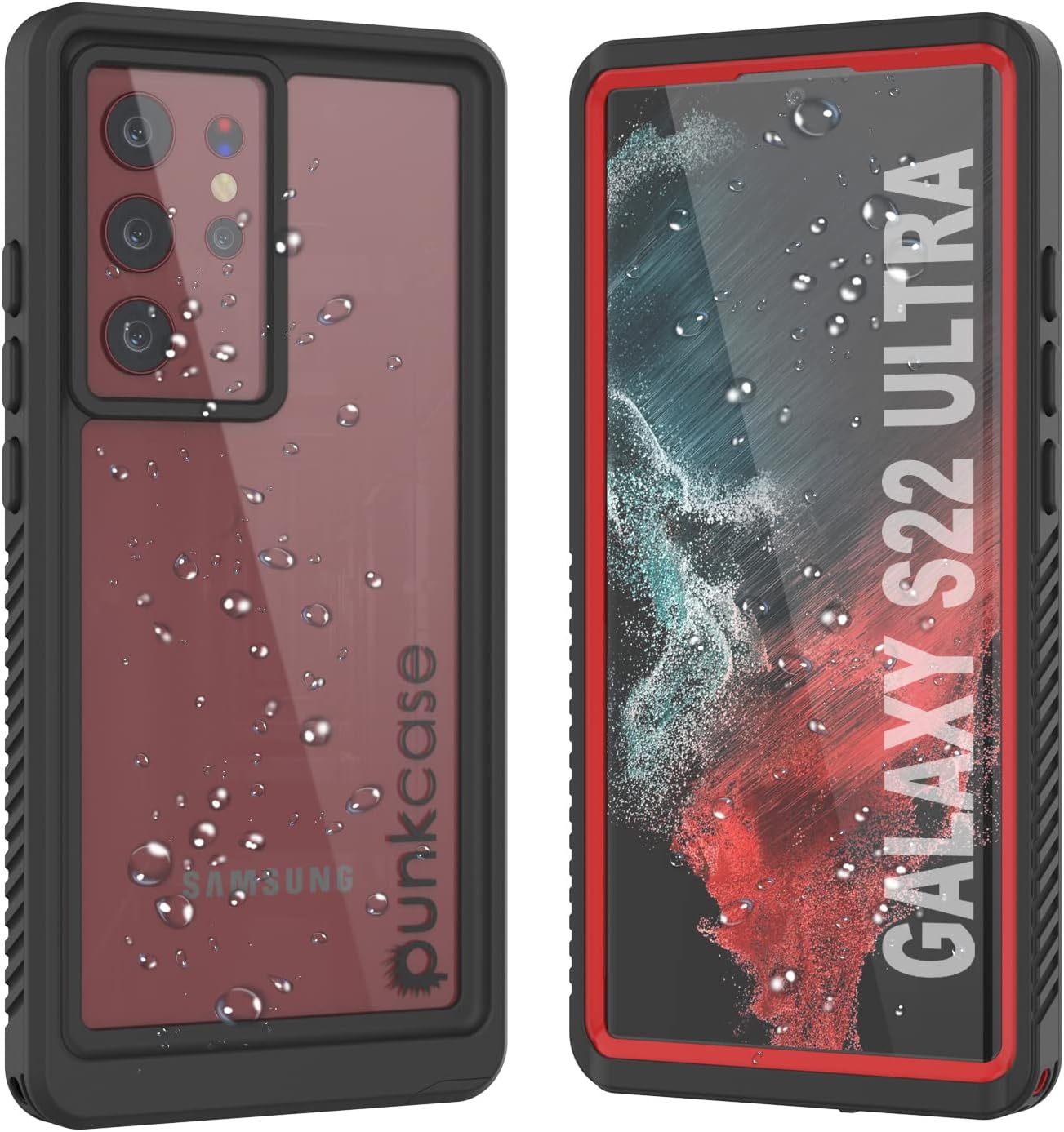 Punkcase Galaxy S22 Ultra Waterproof Case [Extreme Series] [Slim Fit] [IP68 Certified] [Shockproof] [Dirtproof] [Snowproof] Armor Cover for Galaxy S22 Ultra 5G (6.8") (2022) [Red]