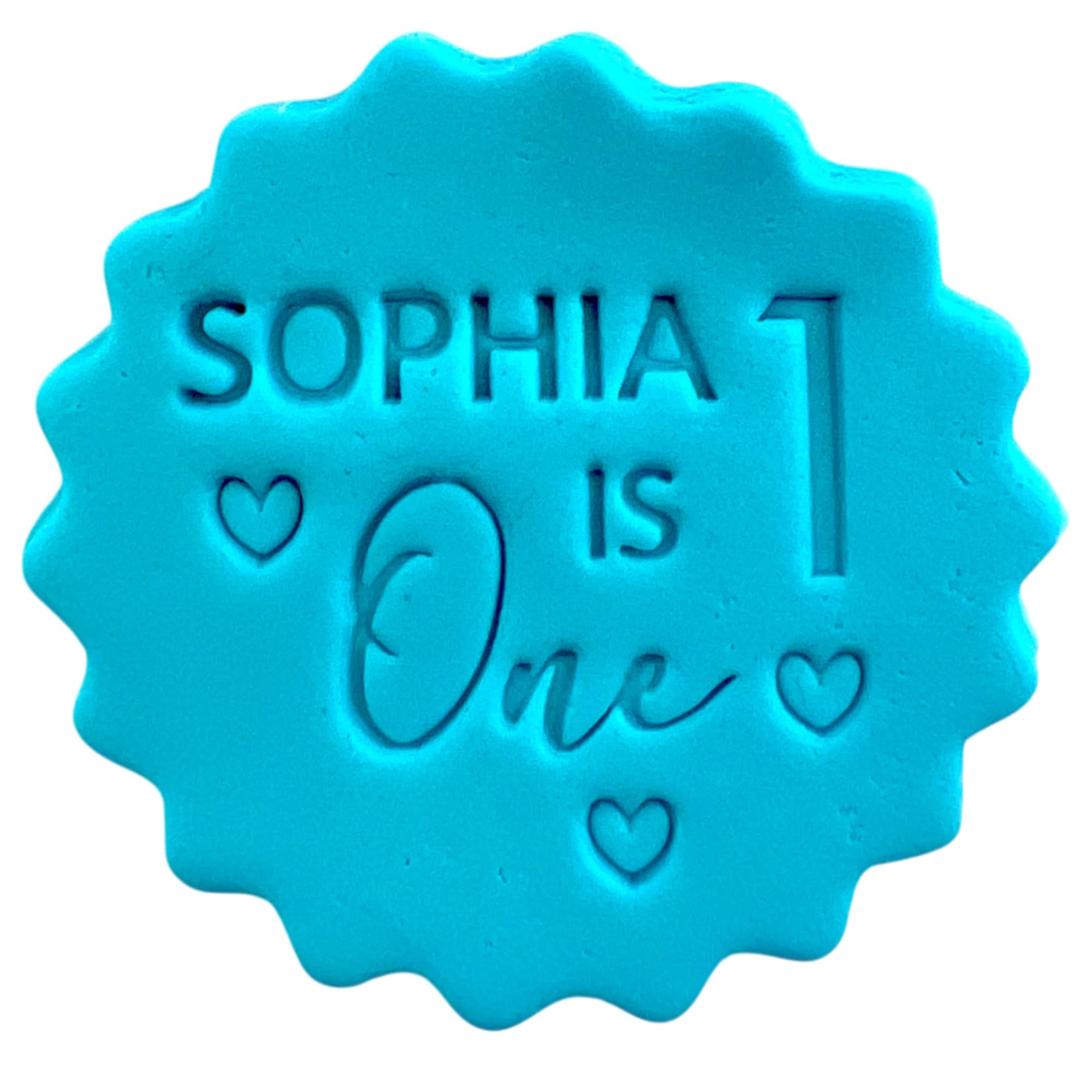 Personalised Cookie Stamp with Free Scallop Cutter, Birthday Age Collection, 5cm Acrylic Biscuit Embosser, Food-Safe Plastic Baking Tool, Fits M&S All Butter Biscuits (Design 12)
