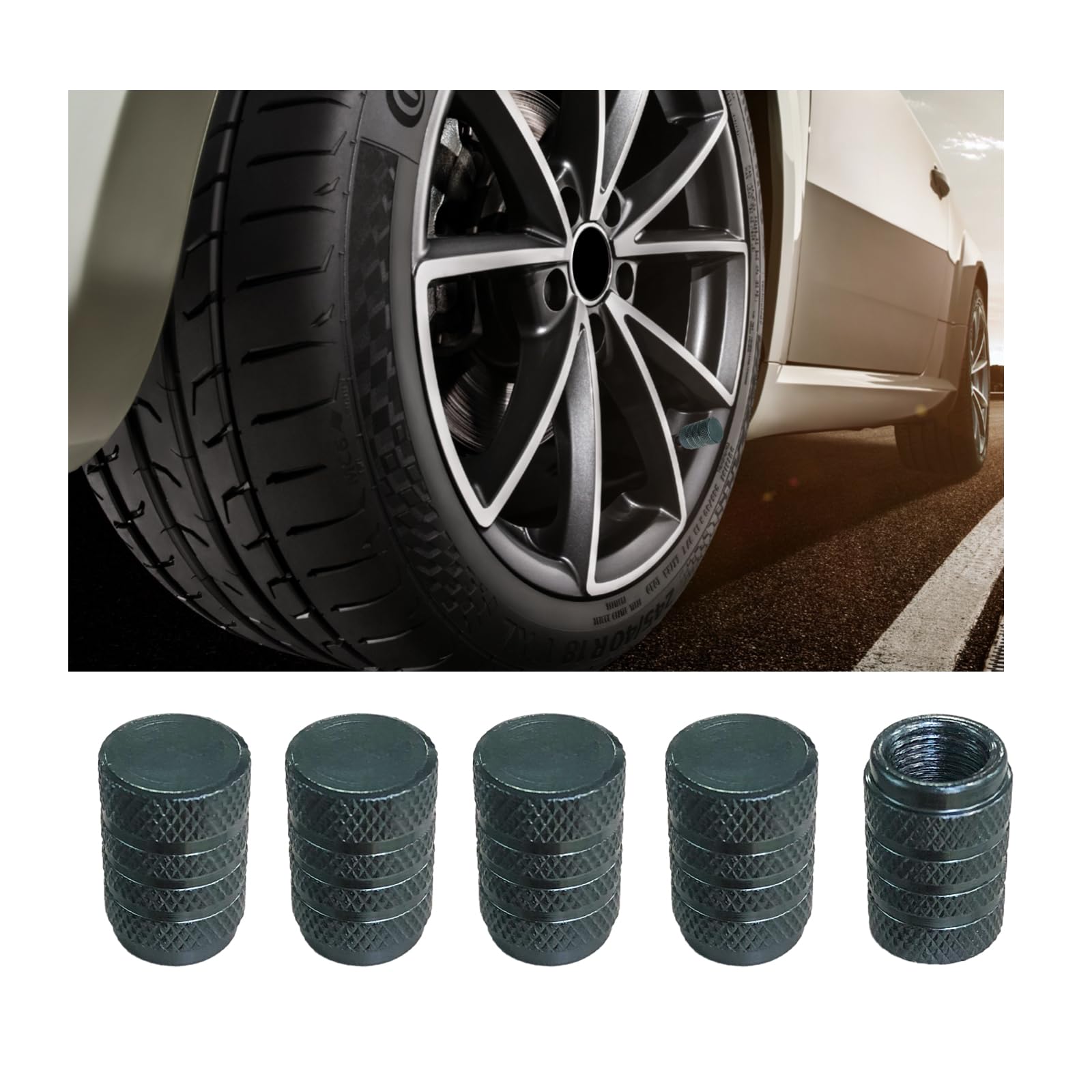 Ziciner Lot De 5 Bouchons De Tige De Valve De Pneu Anti-fuites Avec Joint En Caoutchouc O Pour Voitures, SUV, Camions, Motos, Vélos (rouge