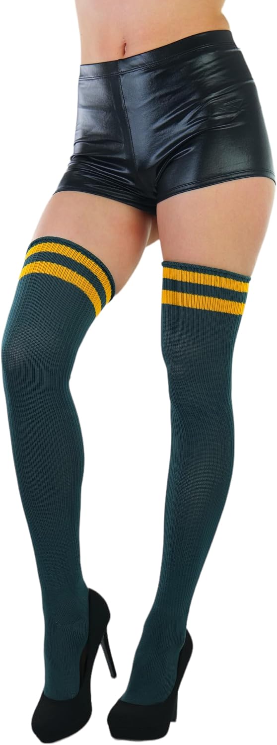 ToBeInStyle Women's Athlete Acrylic Thigh High w/Double Striped Top